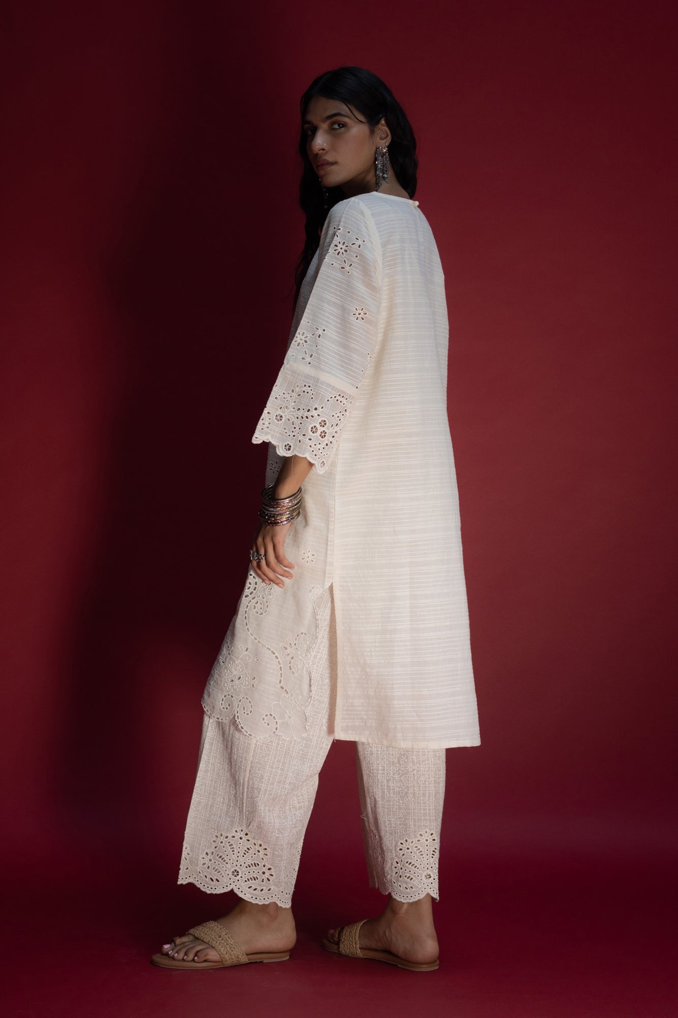 Schiffli Embroidered Trousers