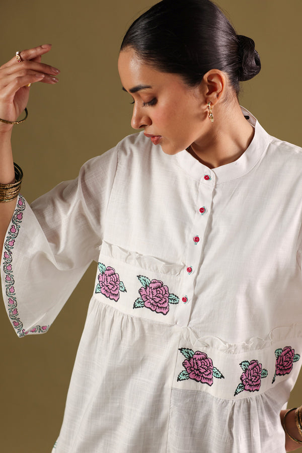 Hand-Block Printed Gulab Shirt