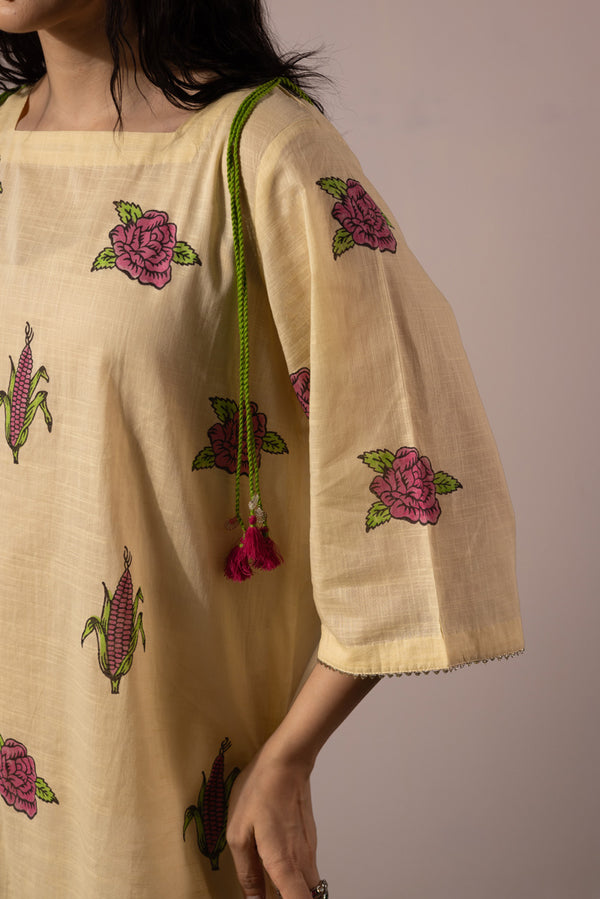 Hand-Block Printed Rose Set