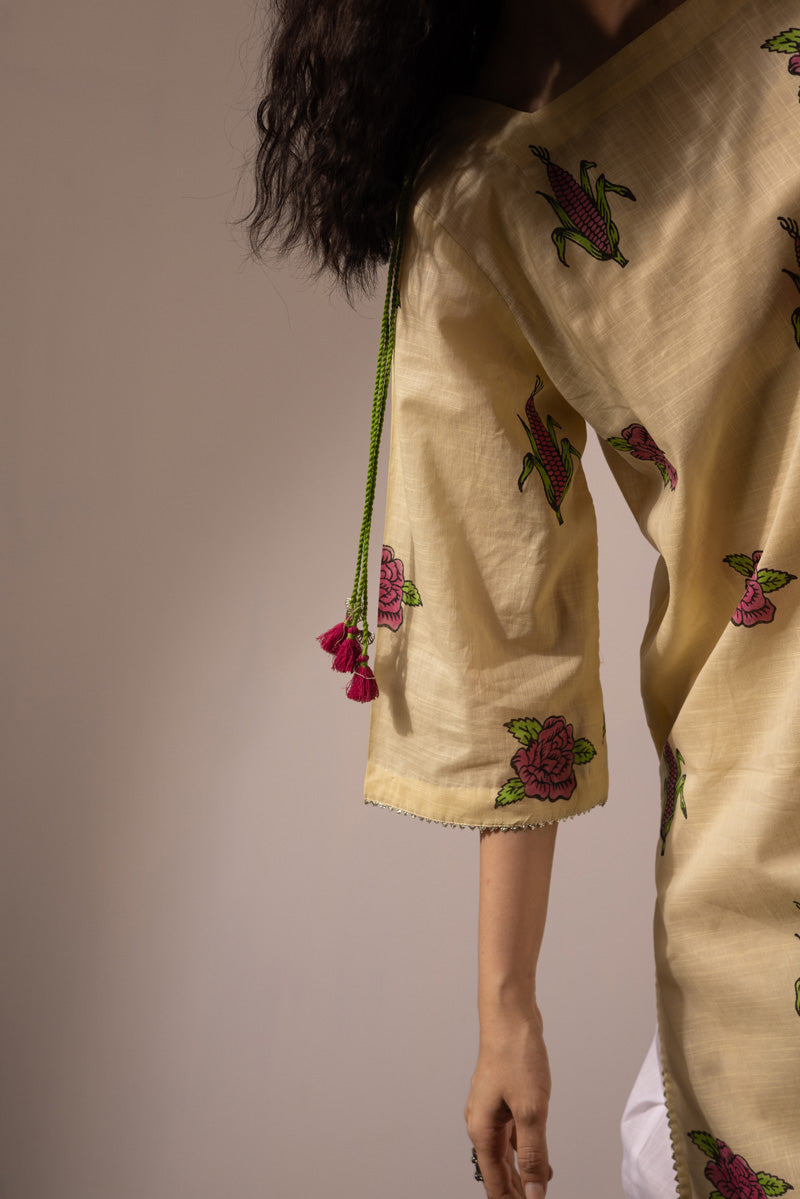 Hand-Block Printed Rose Set