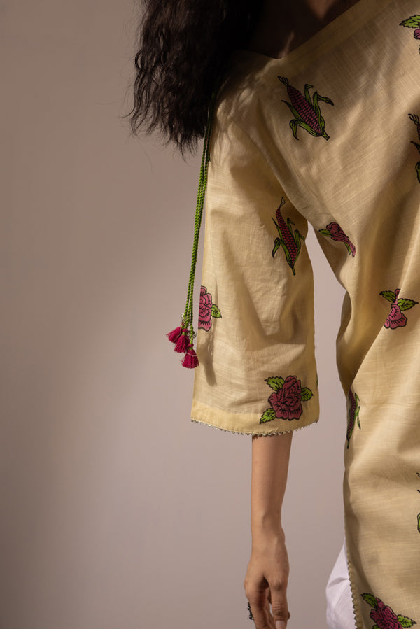 Hand-Block Printed Rose Set