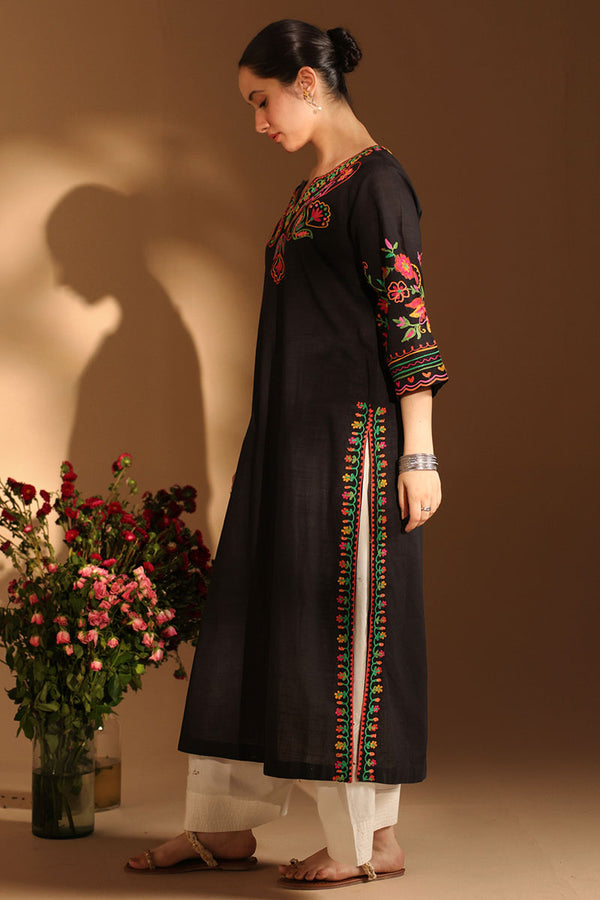 Embroidered Zouk Whisper Kurta