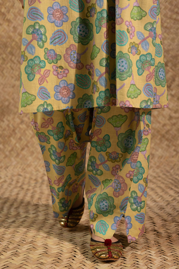 Contrast Crochet Printed Set