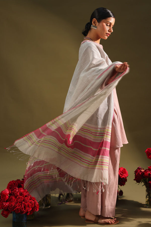 Blush Grid Dupatta