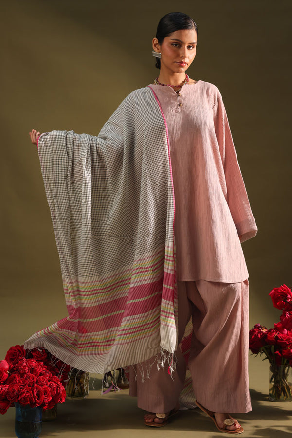 Blush Grid Dupatta