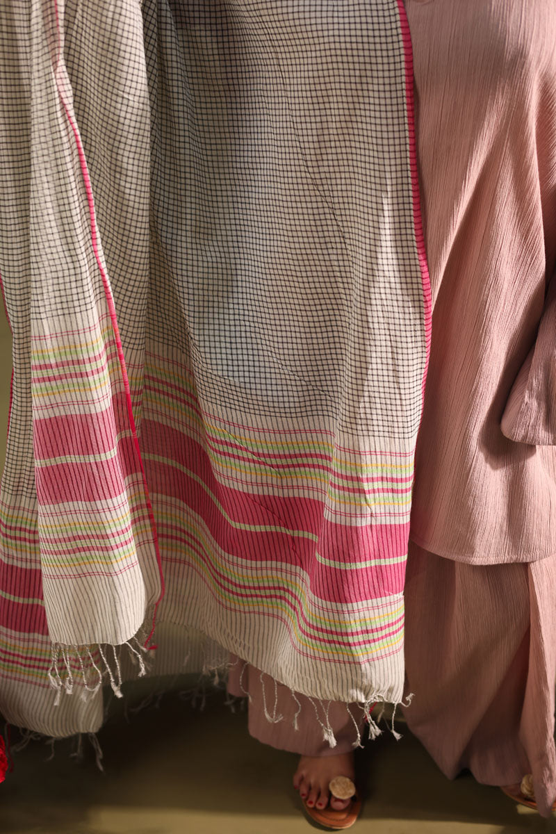 Blush Grid Dupatta