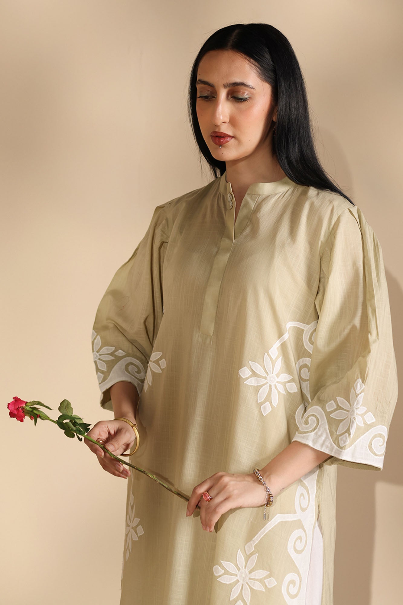 Petal Reverie Appliqué Kurta