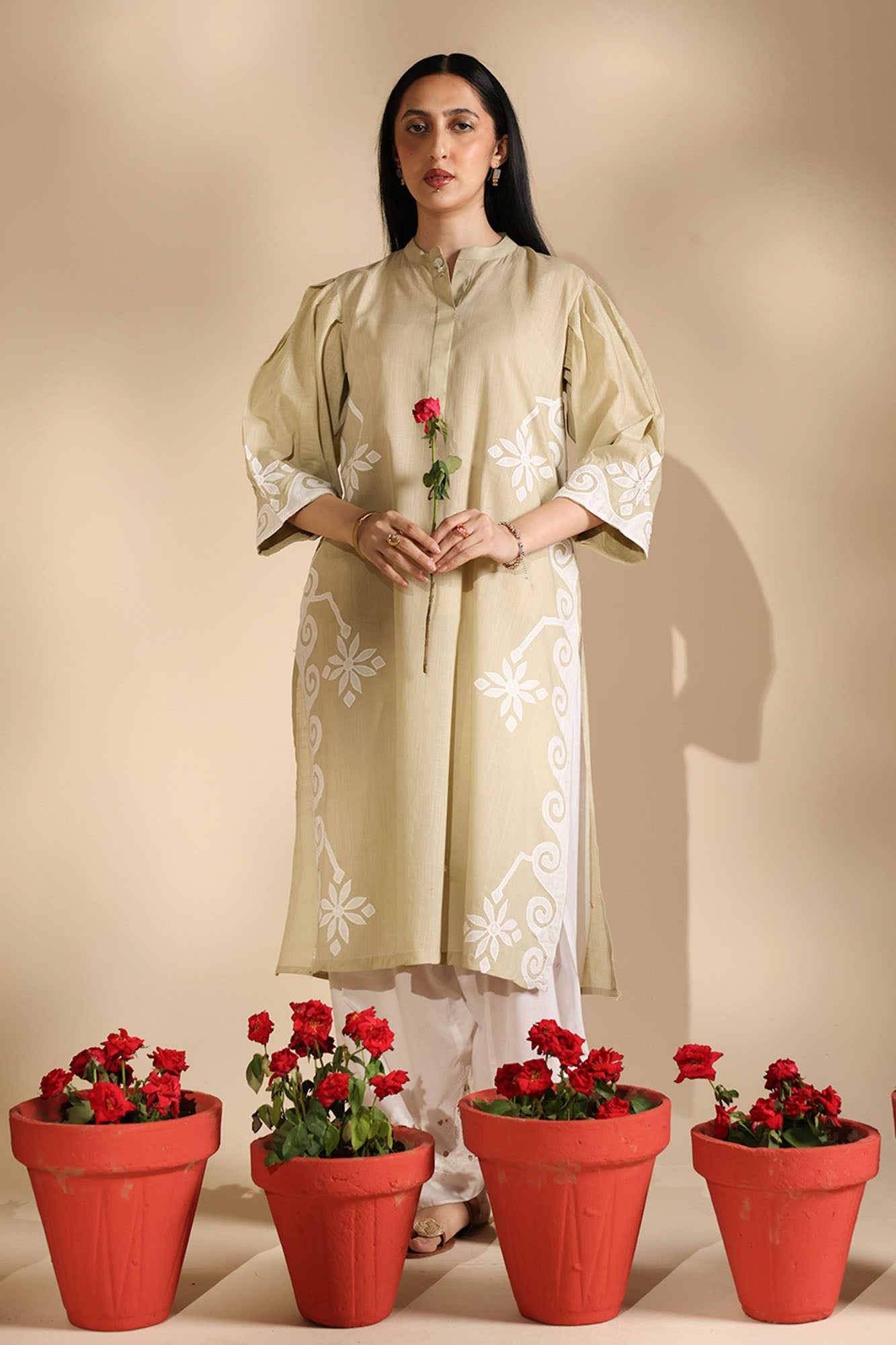 Petal Reverie Appliqué Kurta