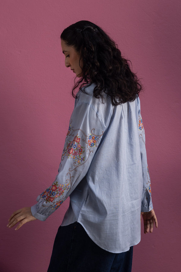 Blush Field Embroidered Top