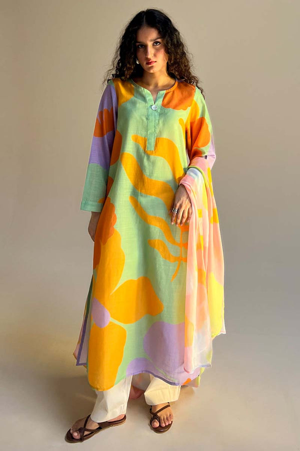 Sky Blush Dupatta Set