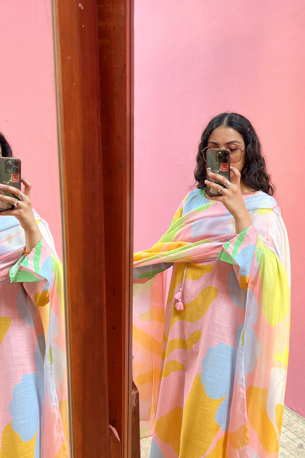 Soft Blush Kaftan Set