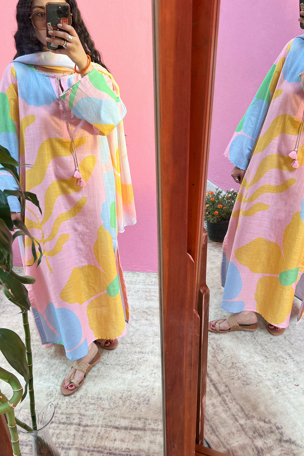 Soft Blush Kaftan Set