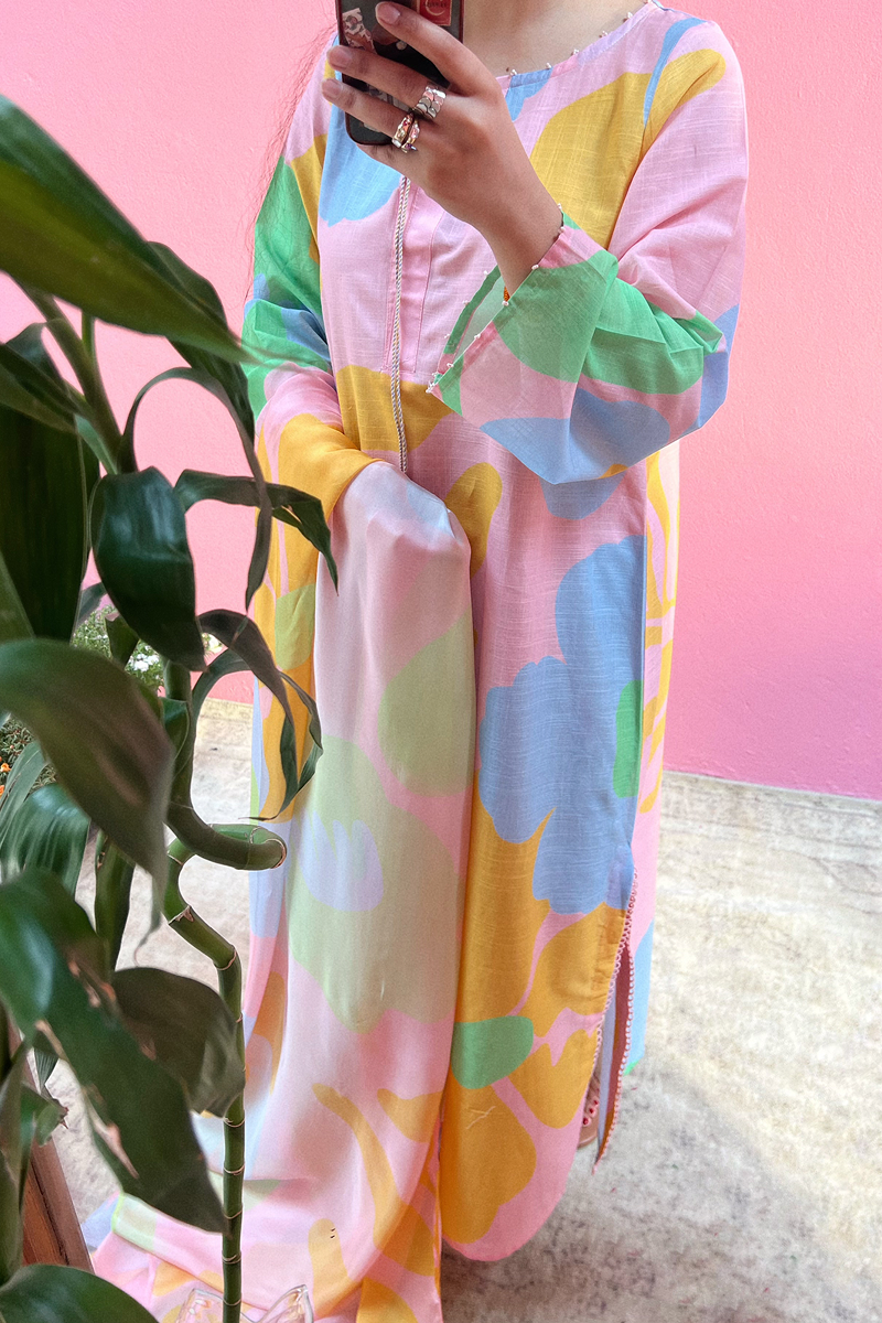 Soft Blush Kaftan Set