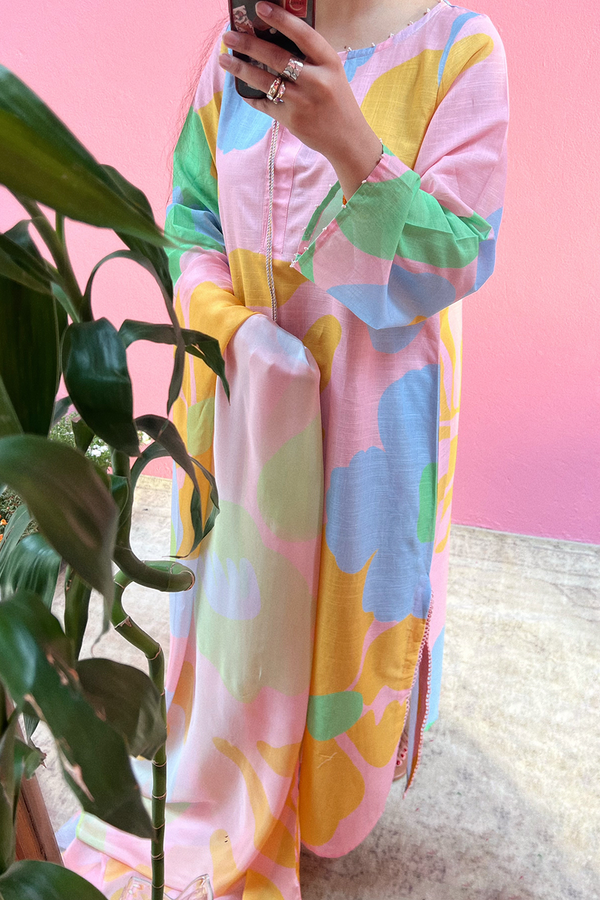 Soft Blush Kaftan Set