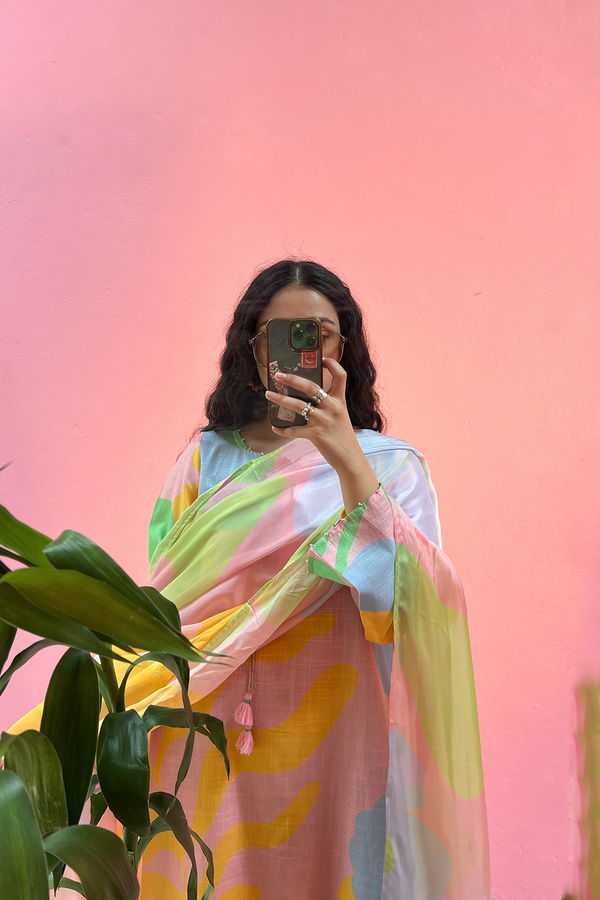 Soft Blush Kaftan Set