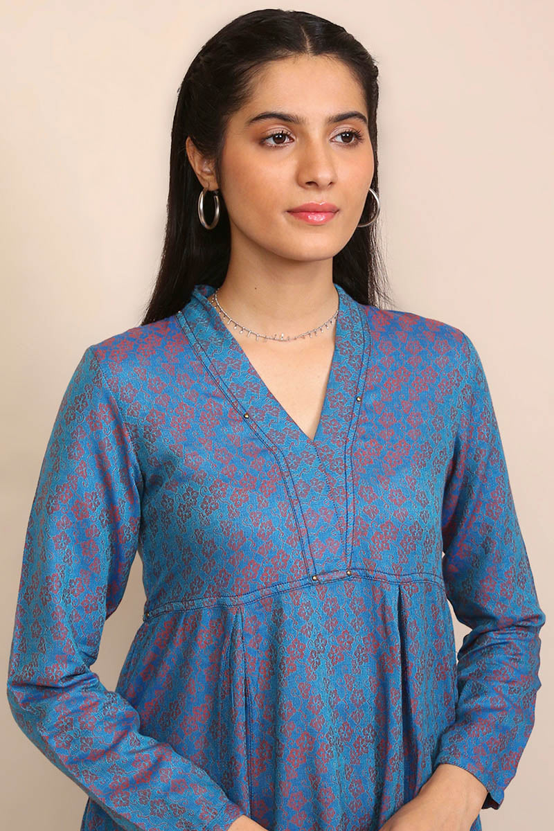 Woven Lattice Flared Shirt