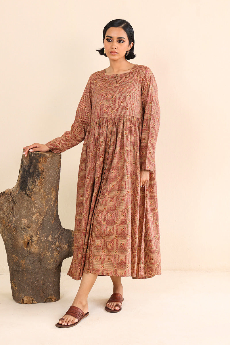 Ajrak Buttoned Dress