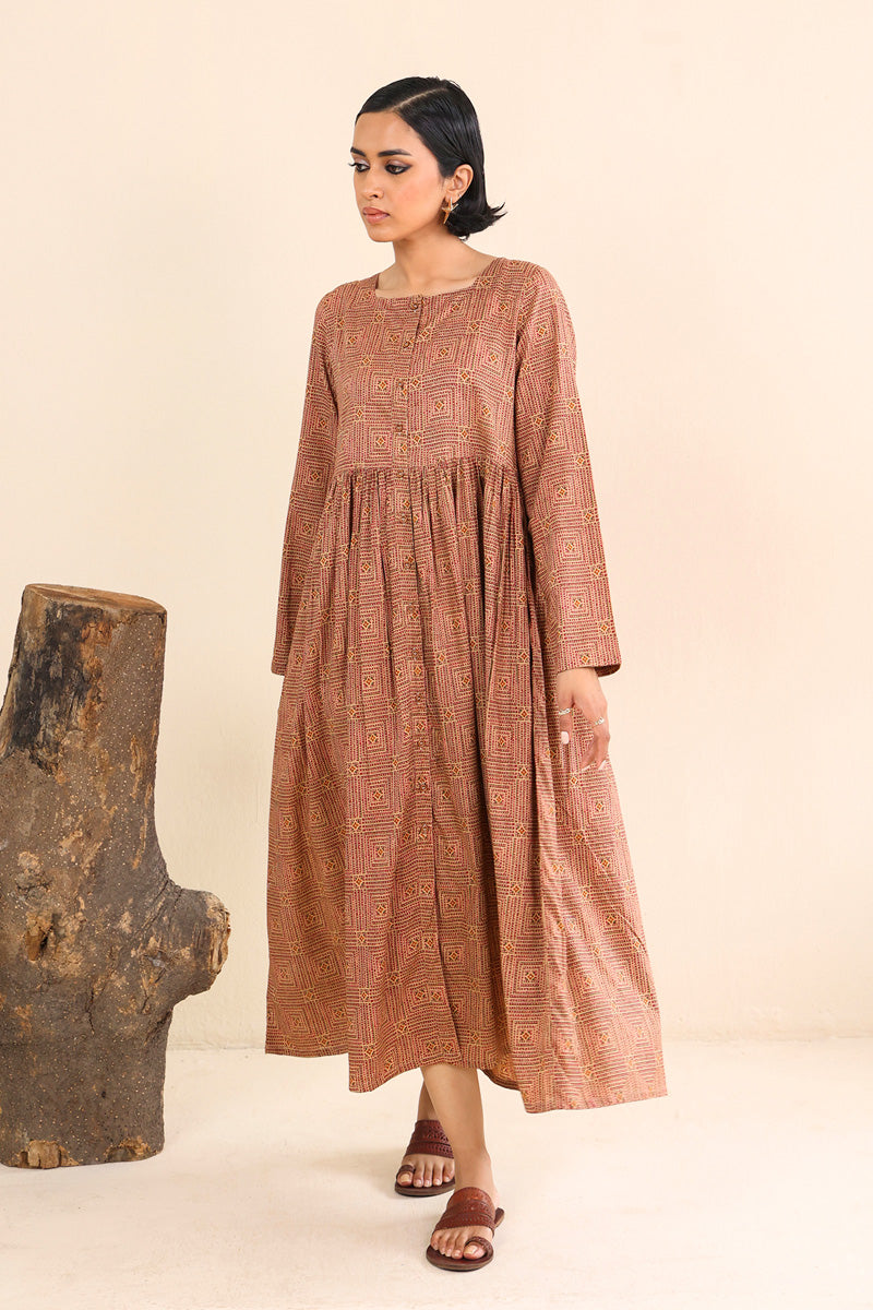 Ajrak Buttoned Dress