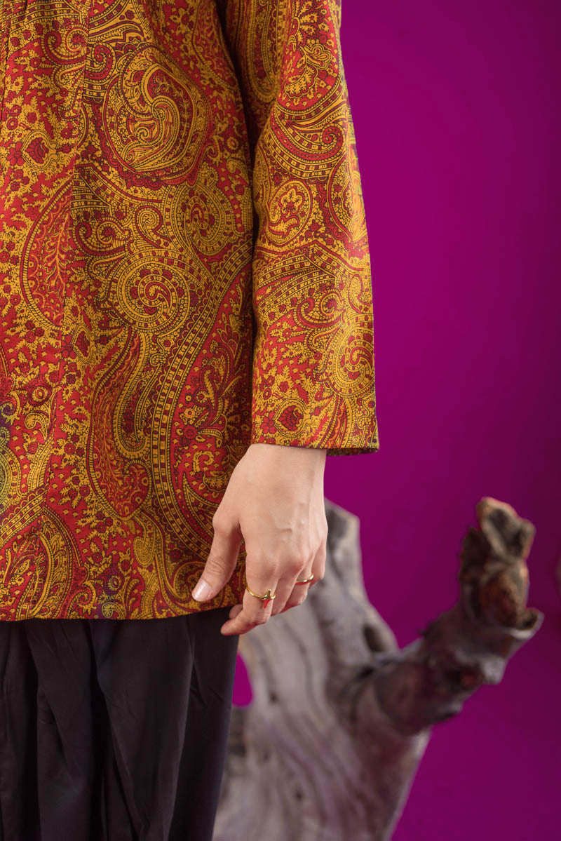 Print Blocked Boho Paisley Top