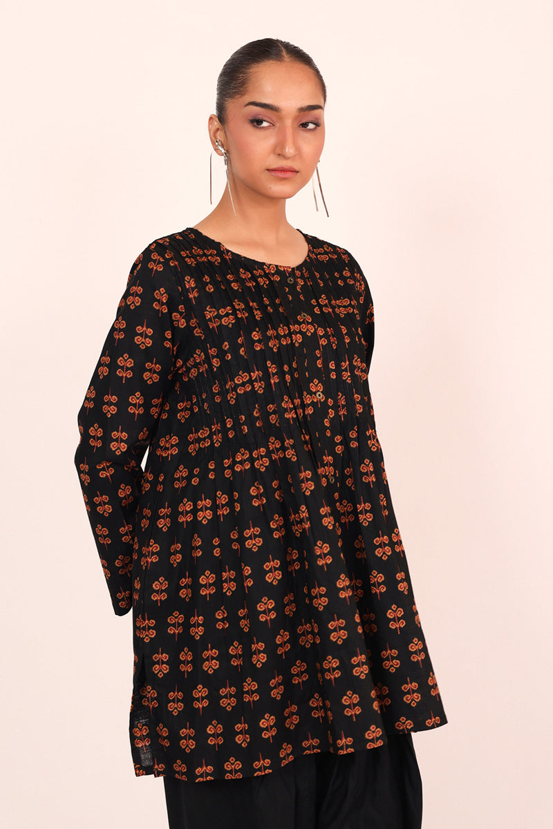 Pleated Ikat Top