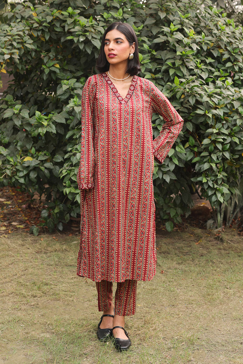 Mysore Printed Striped Set