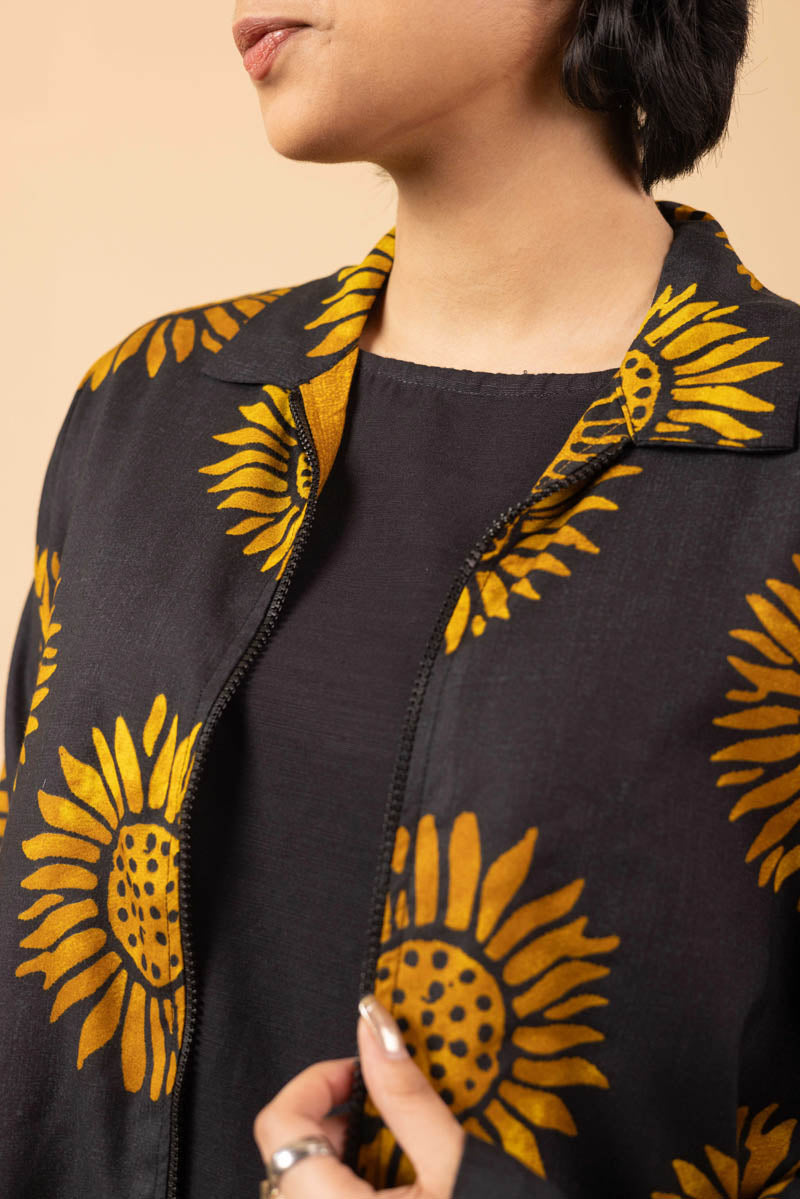 Sunflowers Zippered Jacket