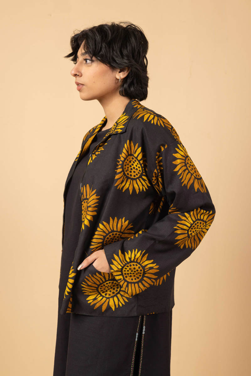 Sunflowers Zippered Jacket