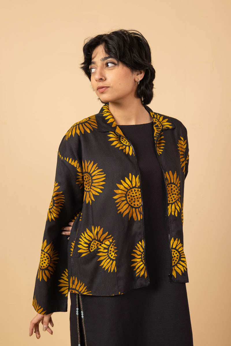 Sunflowers Zippered Jacket