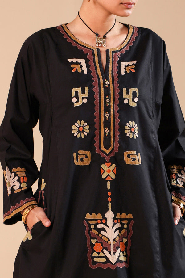 African Collage Appliqued Kurta
