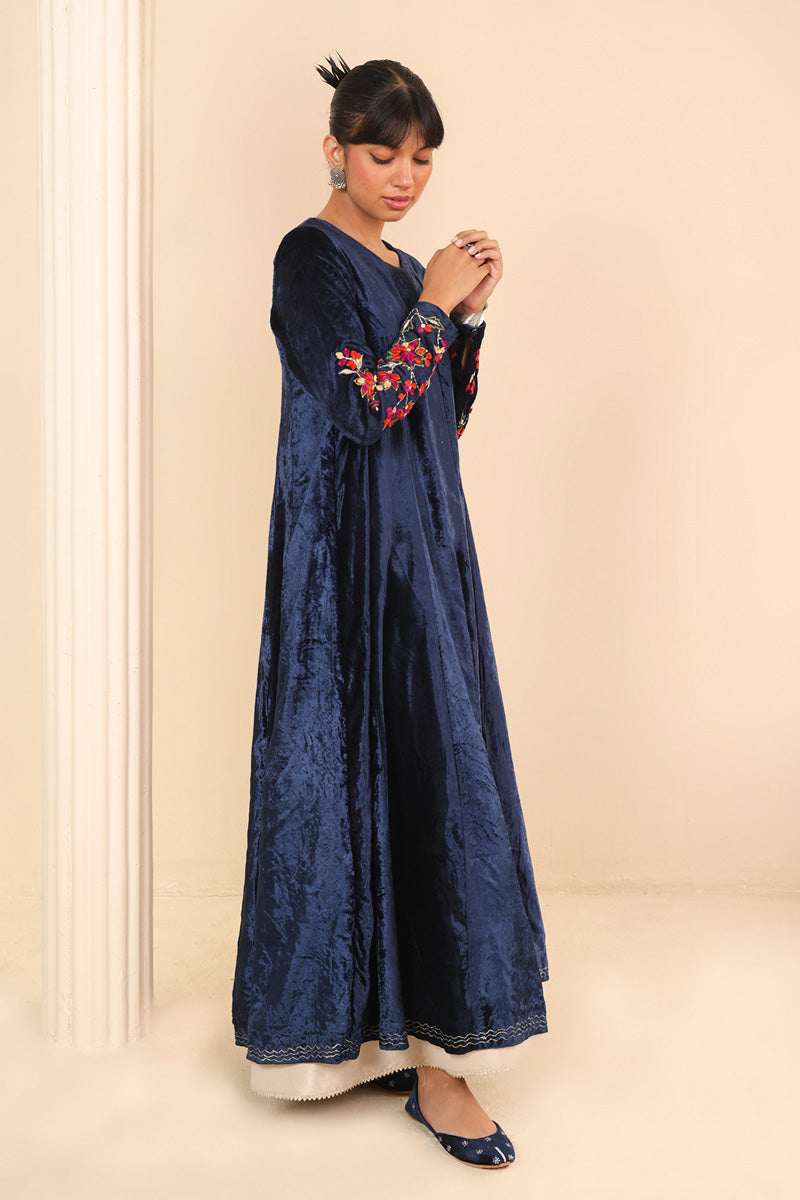 Mignight Blue Marorri Velvet Anarkali