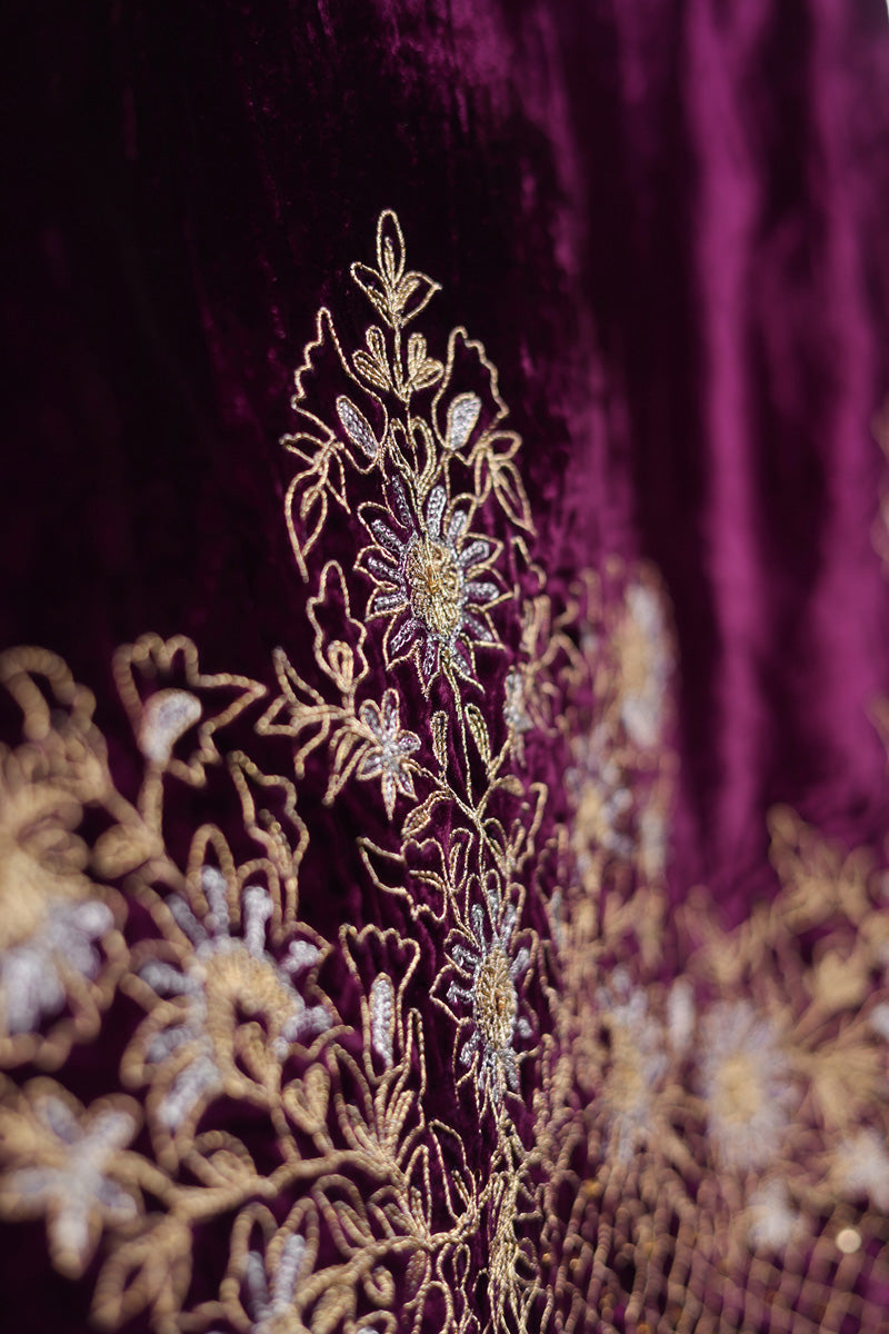 Aubergine Velvet Shawl