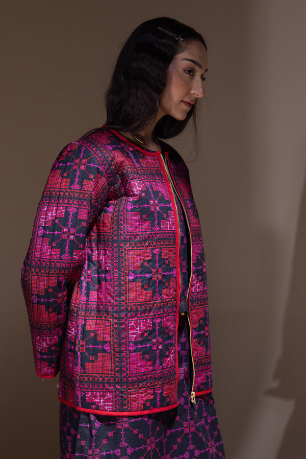 Patterned Poem Quilted Jacket
