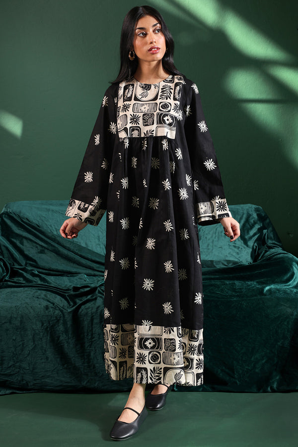 Linocut Cascade Dress