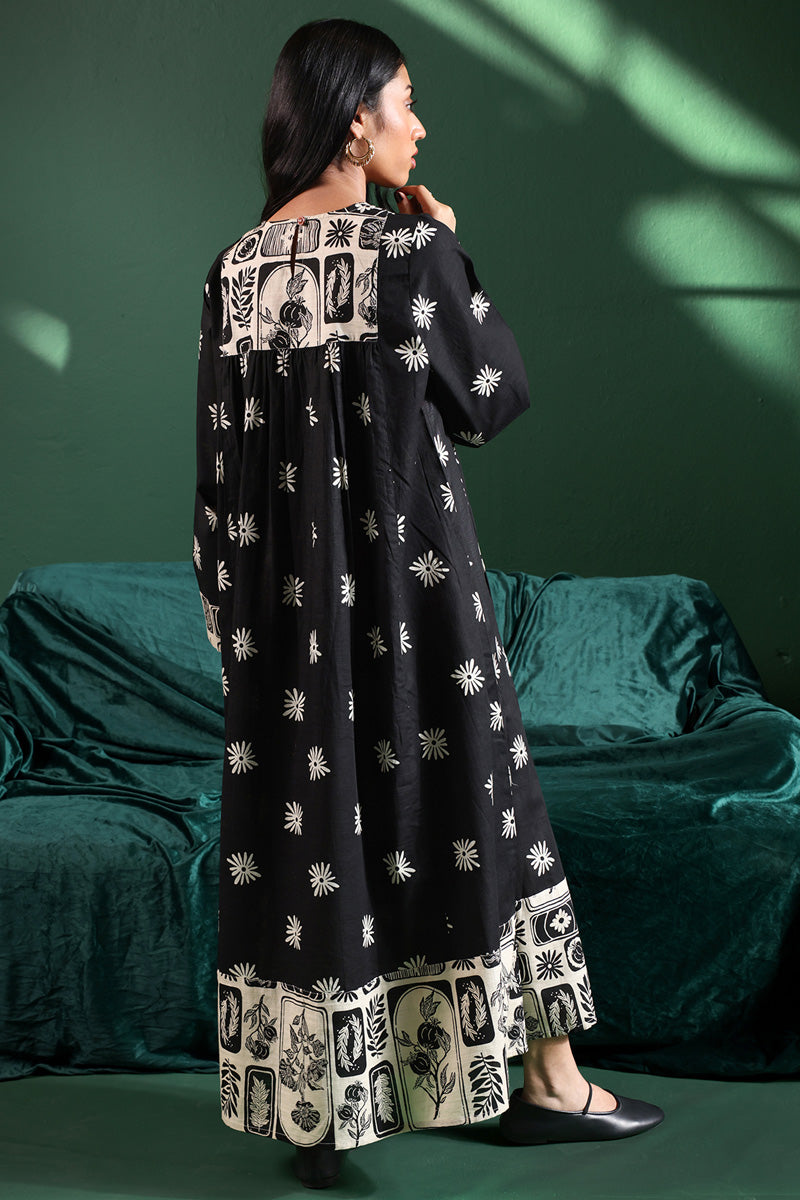 Linocut Cascade Dress