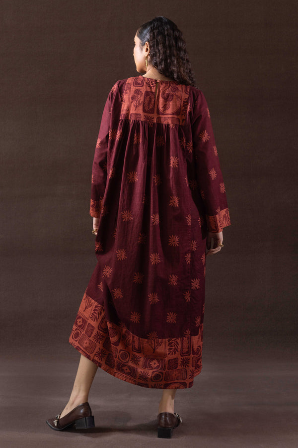 Linocut Cascade Dress