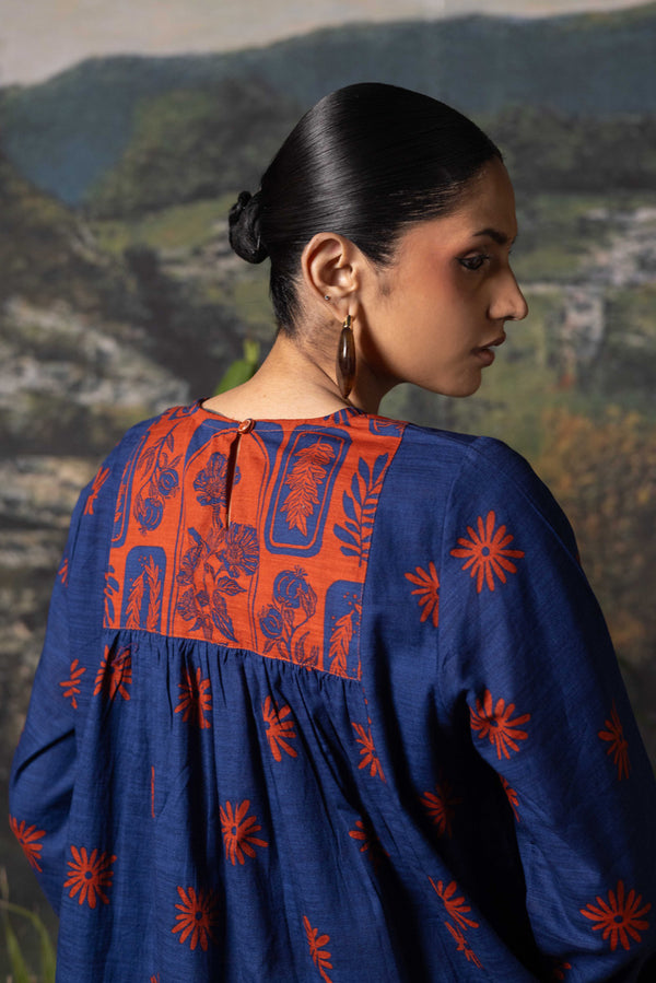 Linocut Cascade Dress