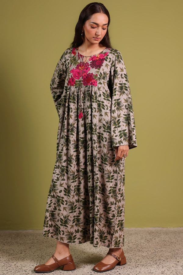 Vibrant Roses Flared Dress