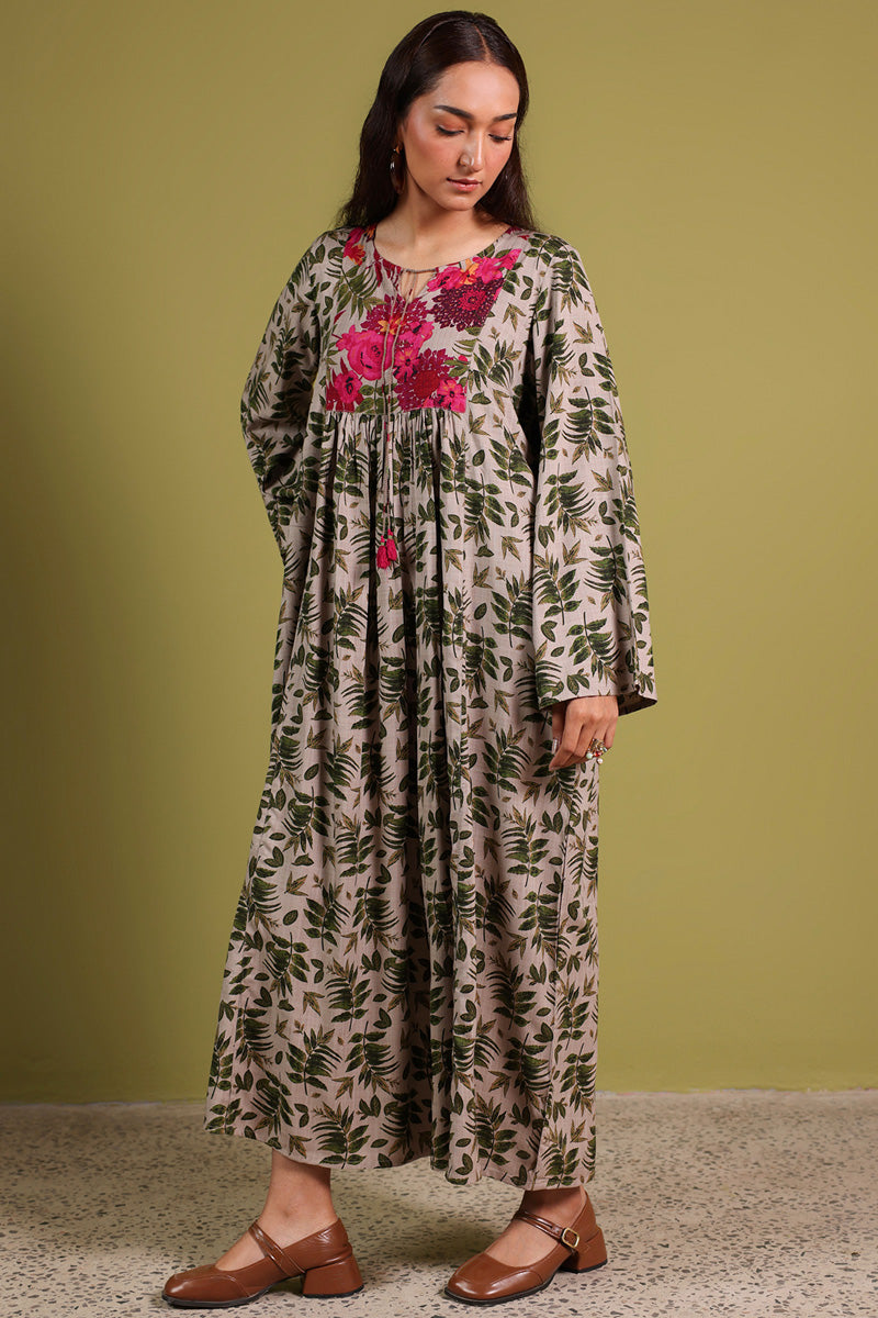 Vibrant Roses Flared Dress