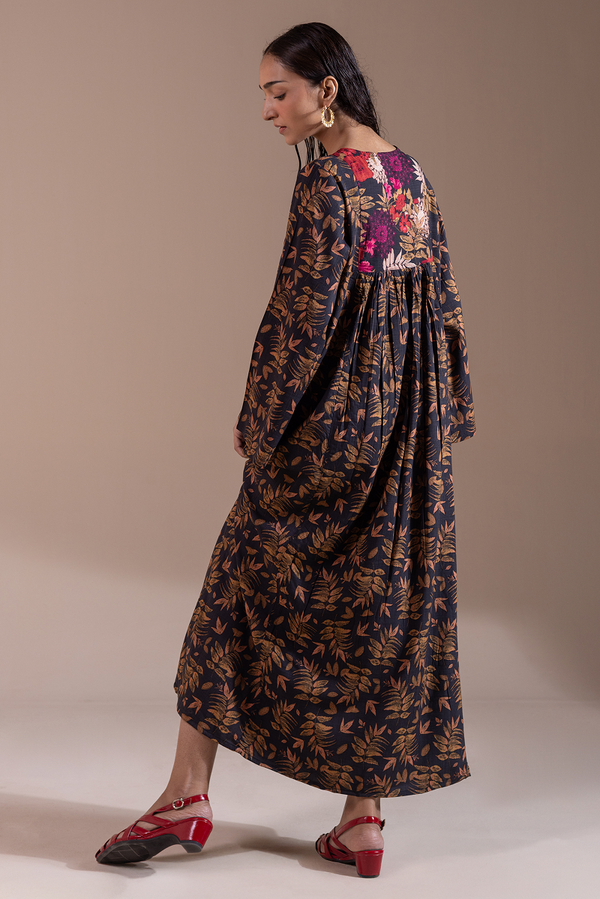 Vibrant Roses Flared Dress