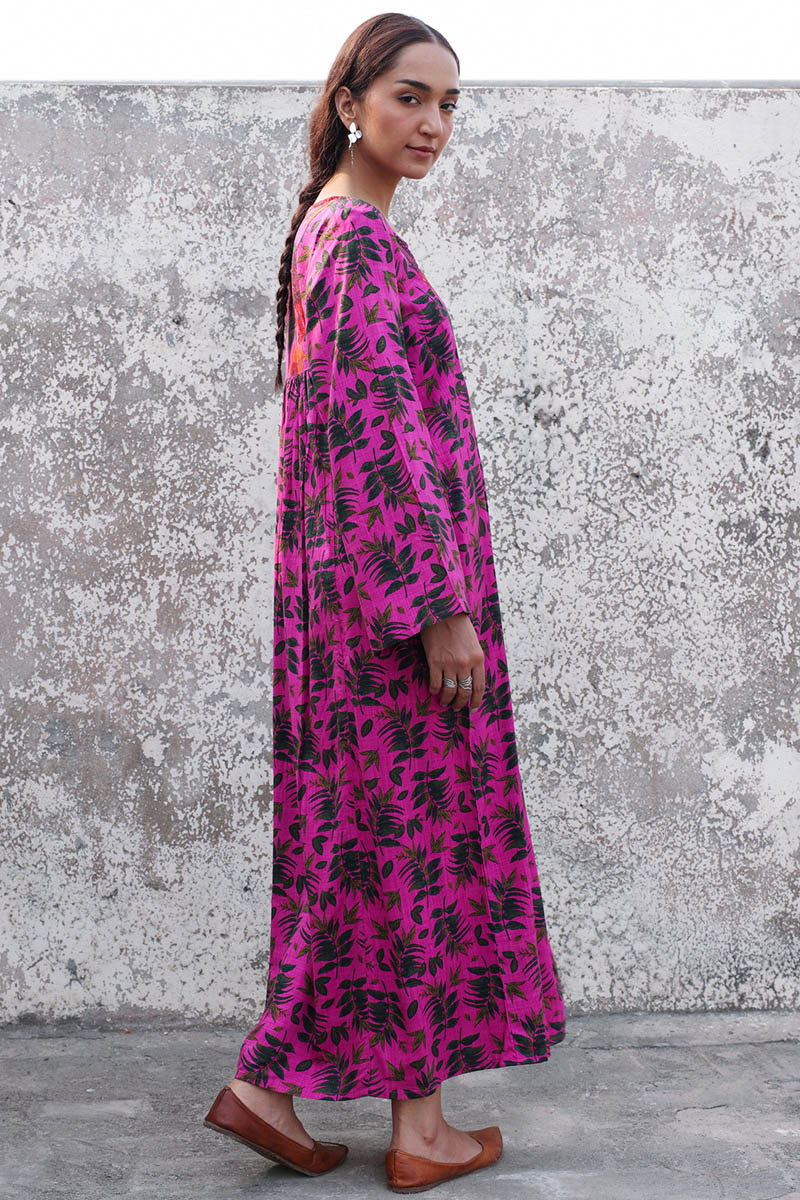 Vibrant Roses Flared Dress