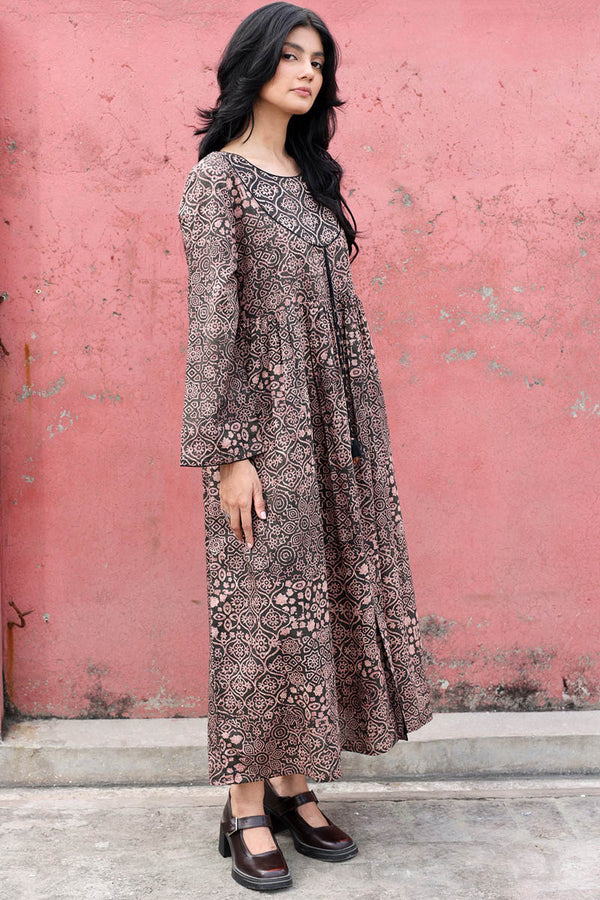 Ajrak Noir Flared Dress