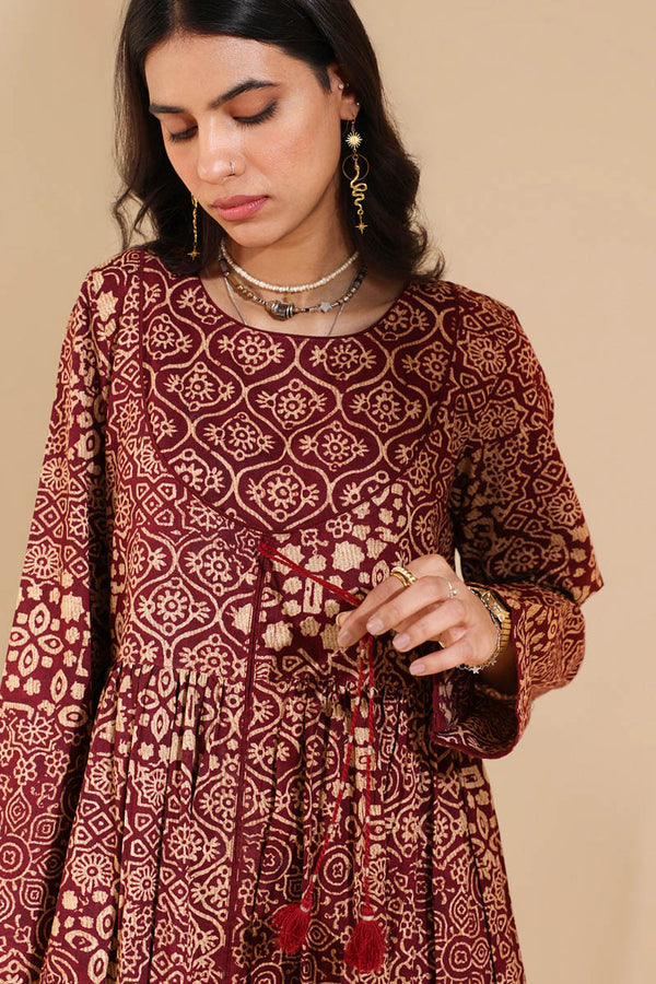 Ajrak Noir Flared Dress