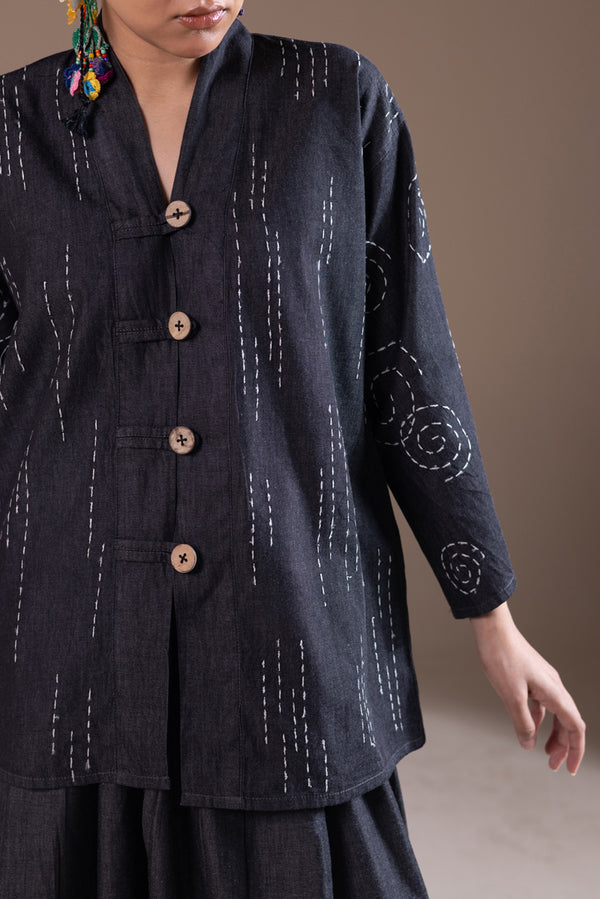 Sashiko Pattern Skirt Set