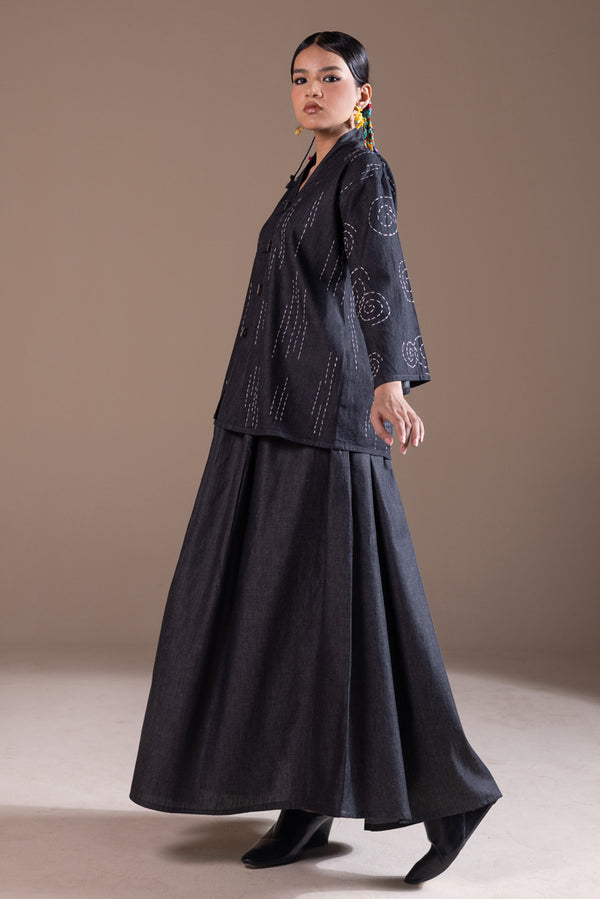 Sashiko Pattern Skirt Set