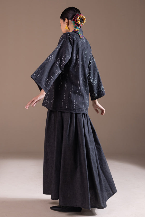 Sashiko Pattern Skirt Set