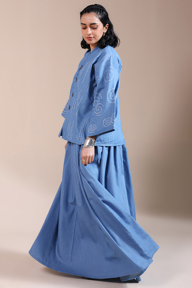 Sashiko Pattern Skirt Set