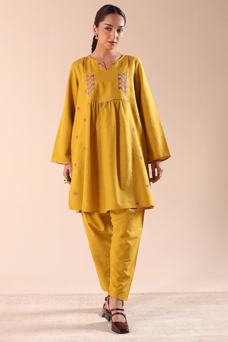 Embroidered Damask Flared Set