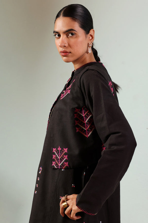 Embroidered Damask Koti