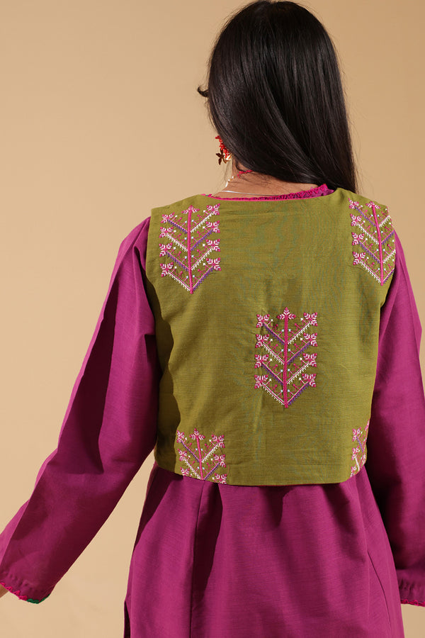 Embroidered Damask Koti