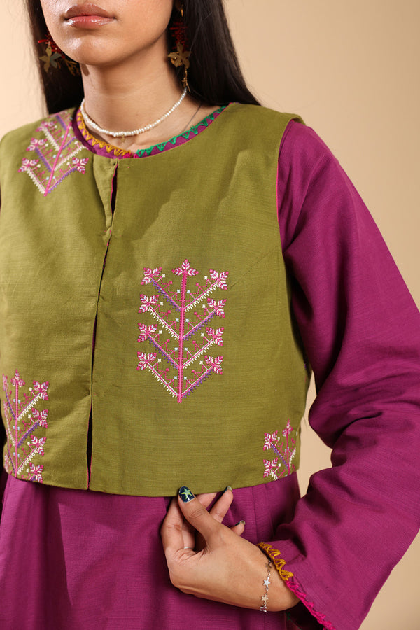 Embroidered Damask Koti